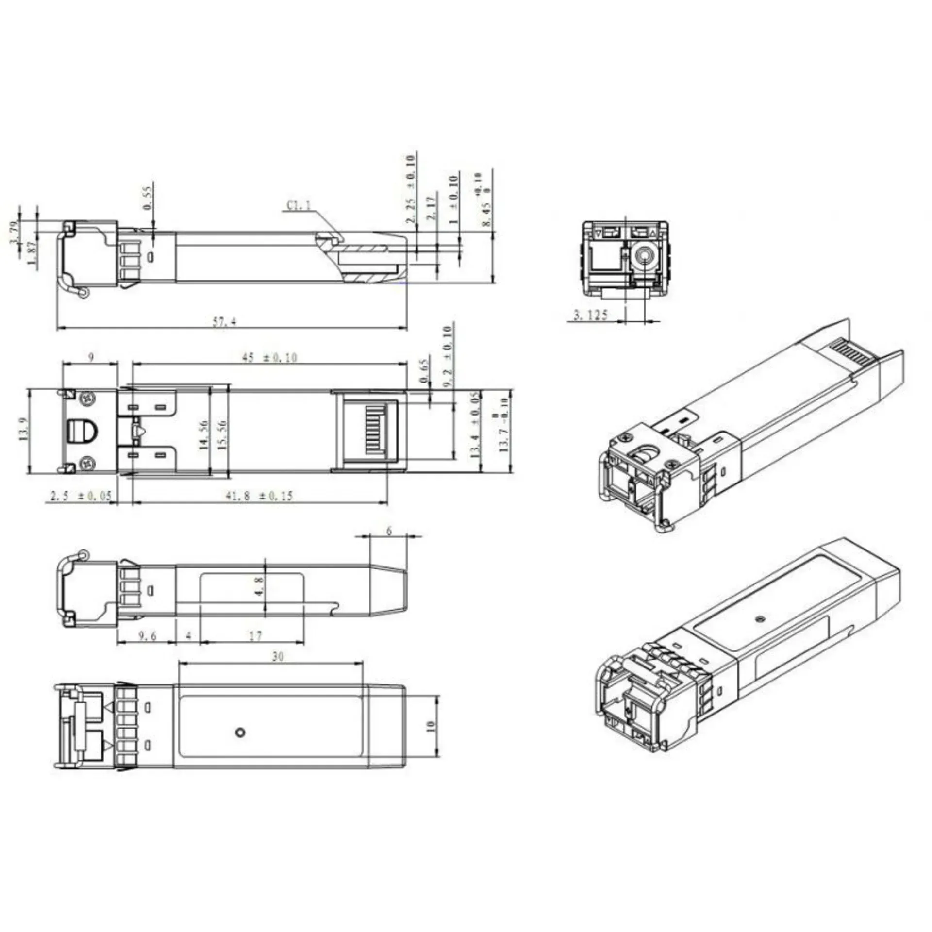 Модуль SFP+ WDM, дальность до 40км (16dB), 1330нм